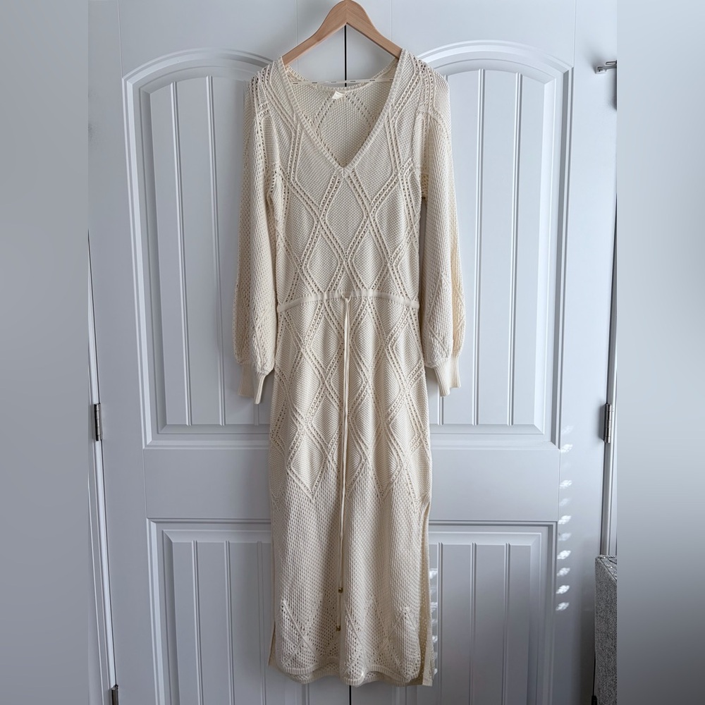 Kivari Samara Knit‎ Dress Cream Maxi Side Slits Women's Size 6 EUC - Picture 6 of 16